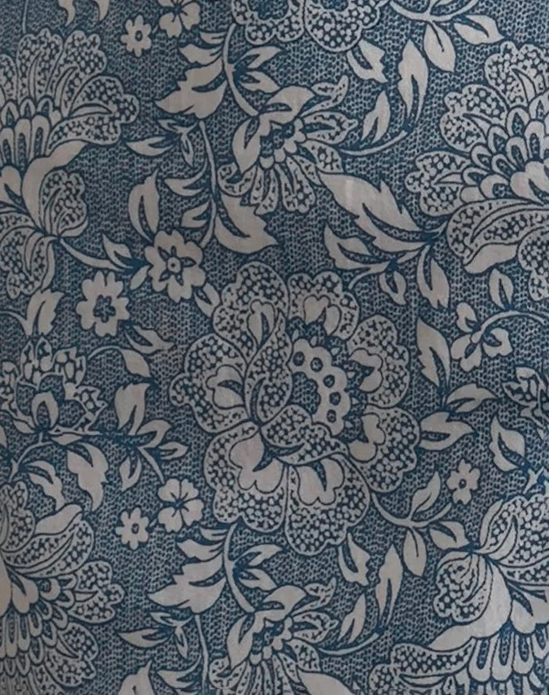 Pravara Mini Skirt in Blue Ornate Print - Image 7