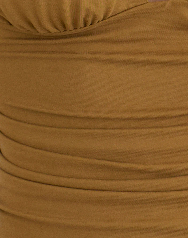 Priska Knotted Top in Cupro Dark Yellow - Image 6