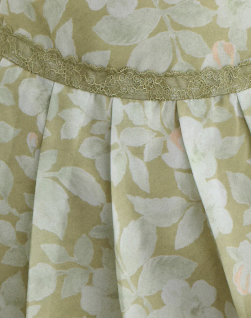 Qaireen Mini Dress in Pale Flower Green - Image 6