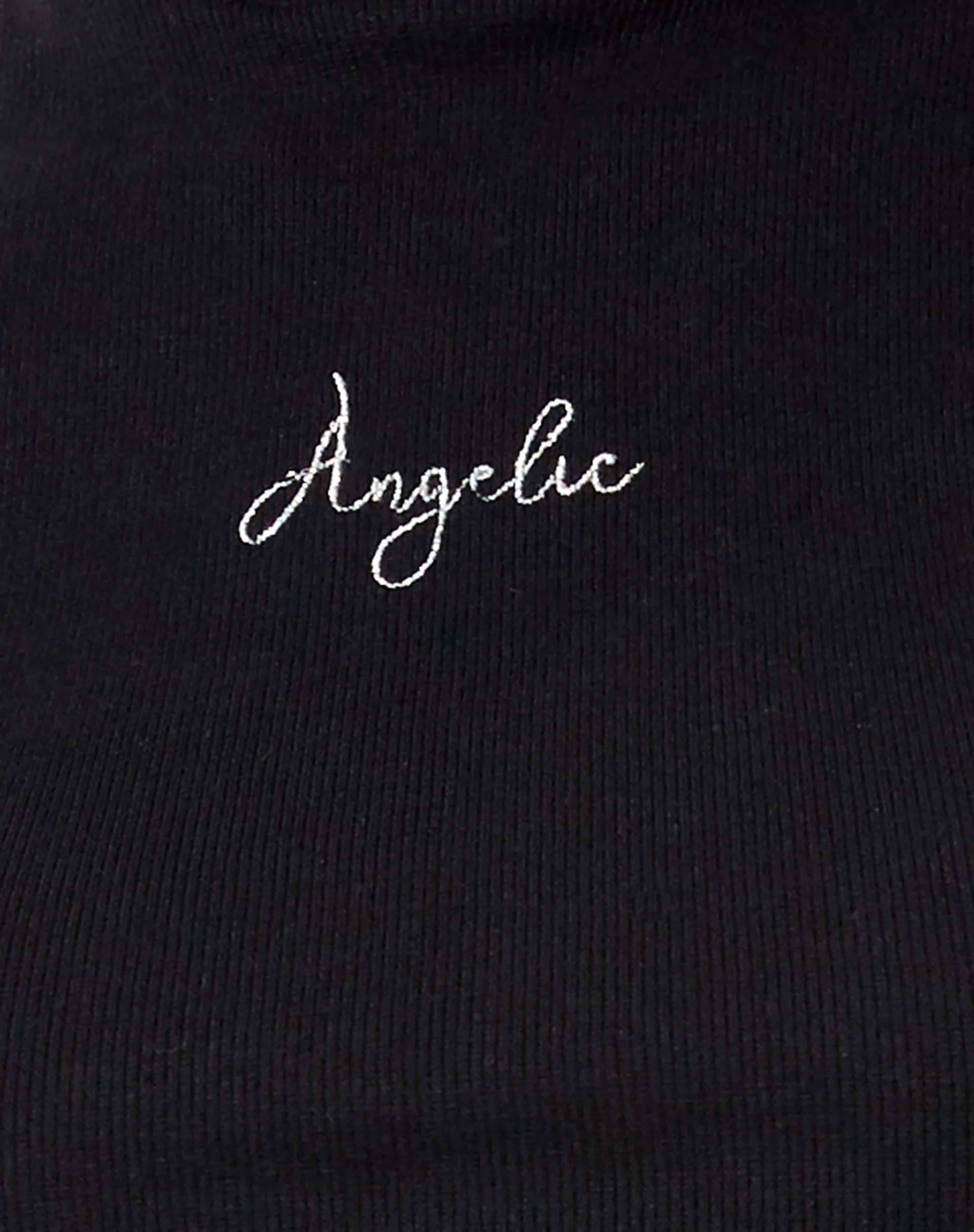 Quera Crop Top in Rib Black 'Angelic' Embro - Image 5