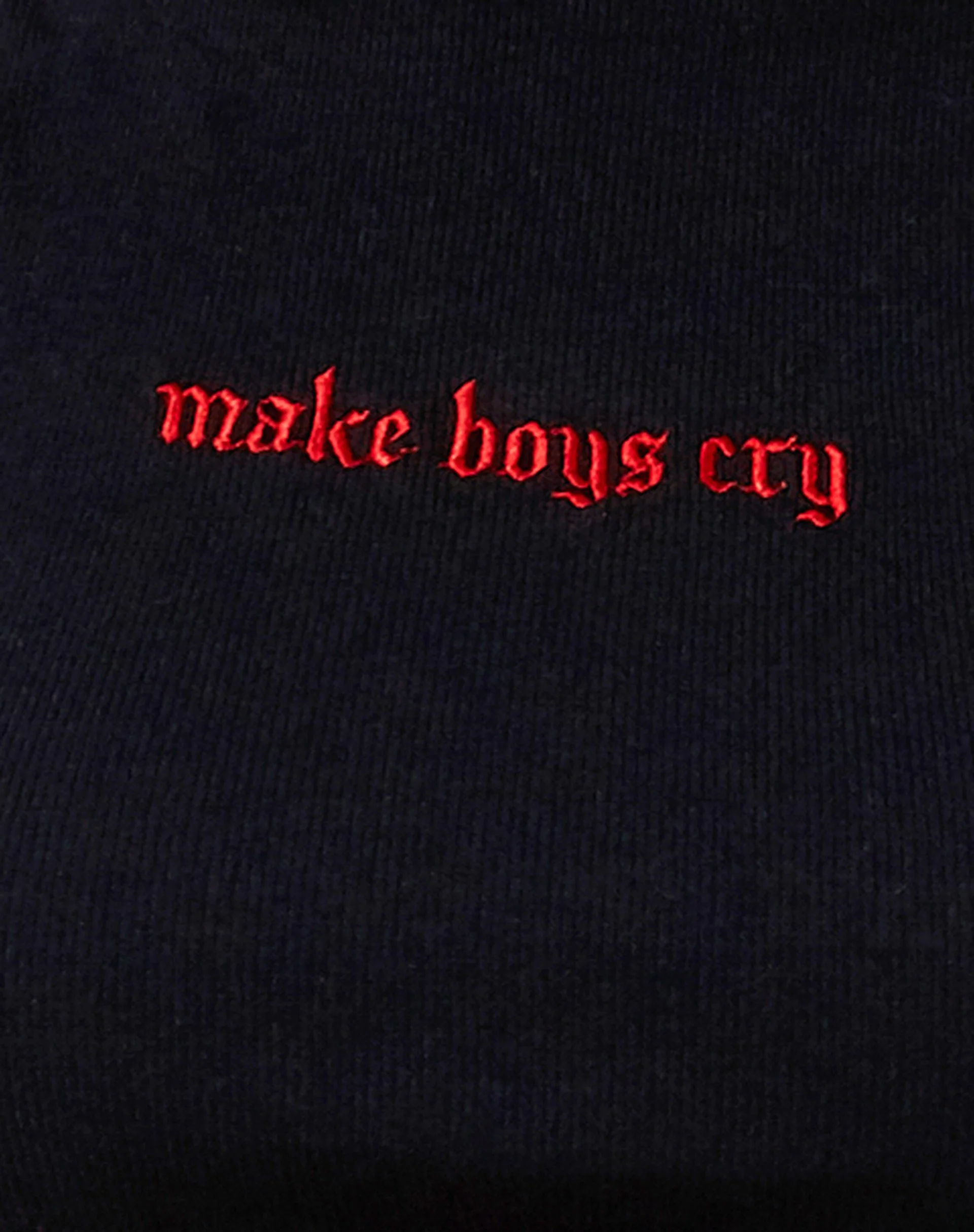 Quera Crop Top in Rib Black with 'Make Boys Cry' Embro - Image 5