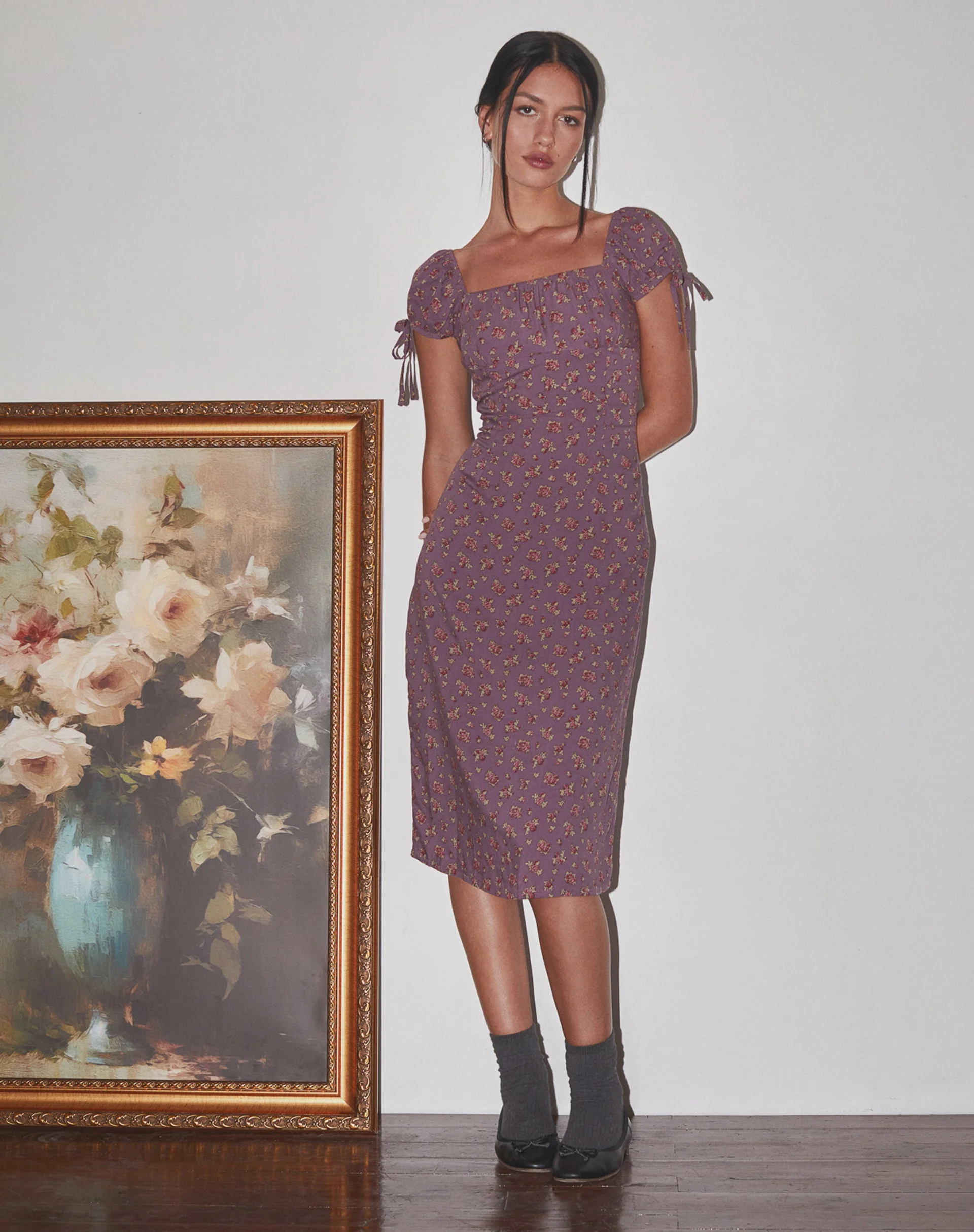 Rachana Midi Dress in Flowing Rose Deep Purple - Image 4