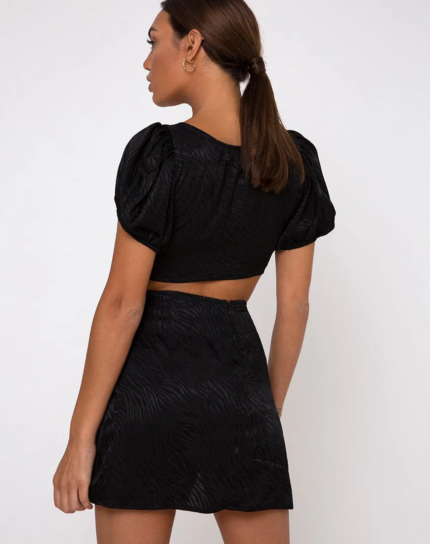 Raemzi Crop Top in Satin Zebra Black - Image 4