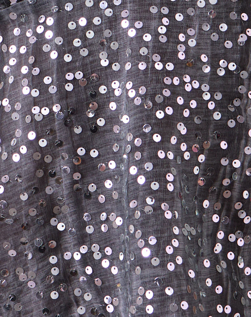 Rafina Halter Top in Chiffon Sequin Grey - Image 7