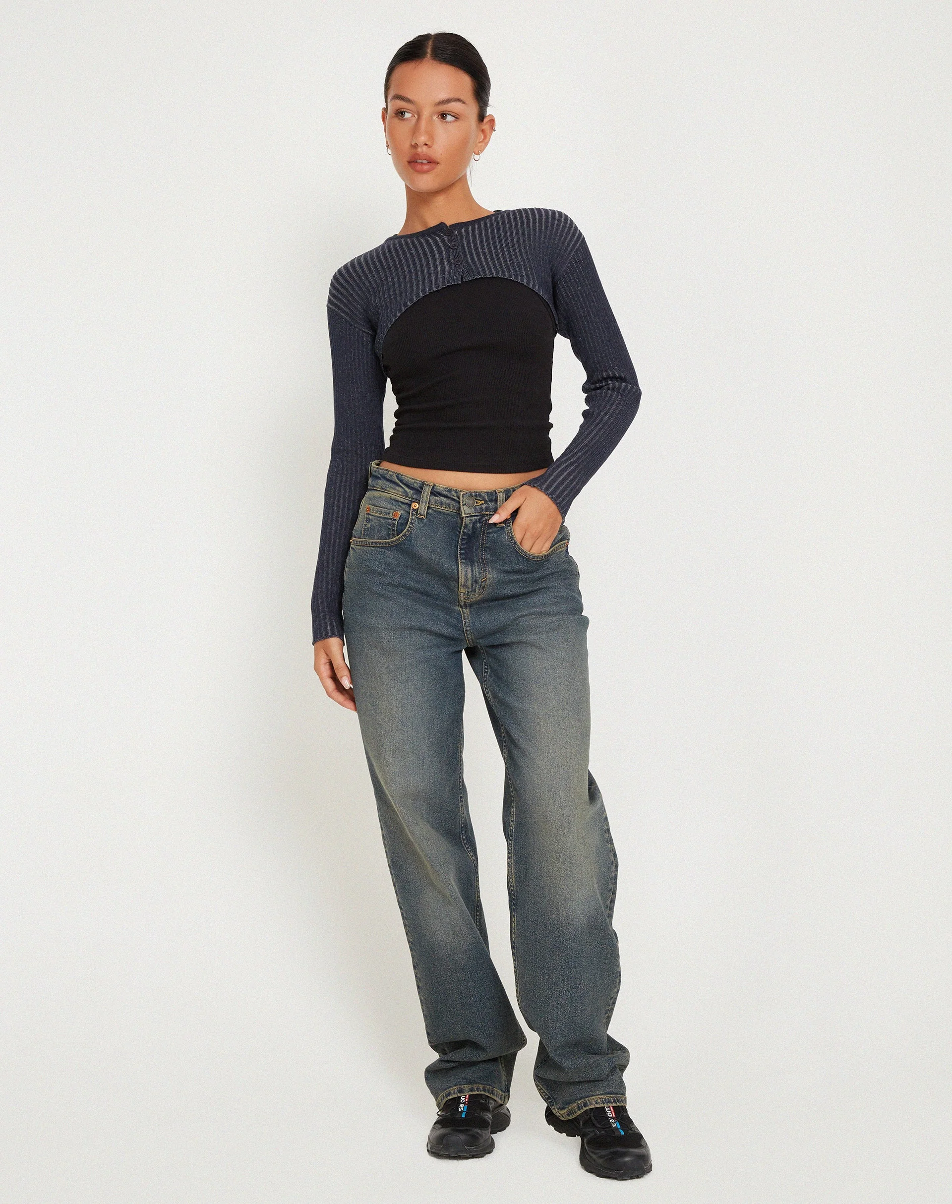Raina Shrug Top in Navy - Image 5