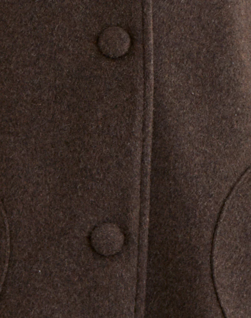 Rakai Pea Coat in Chocolate Wool - Image 6