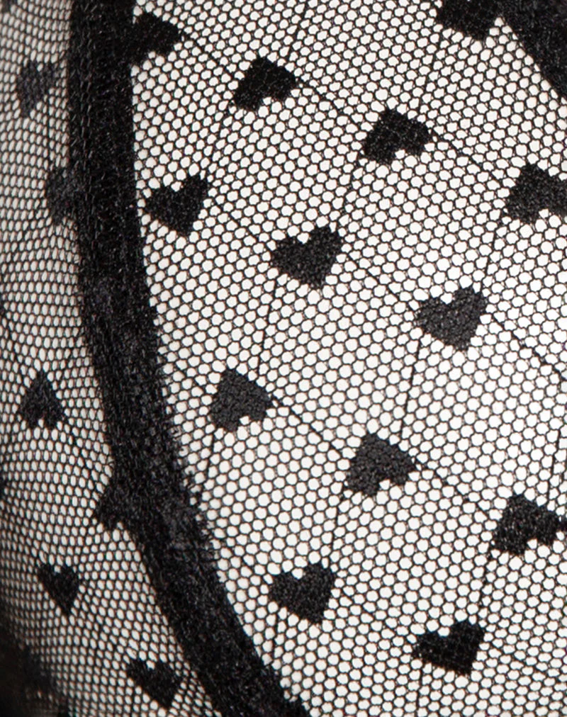 Ranu Thong in Black Lace with Heart Embroidery - Image 7
