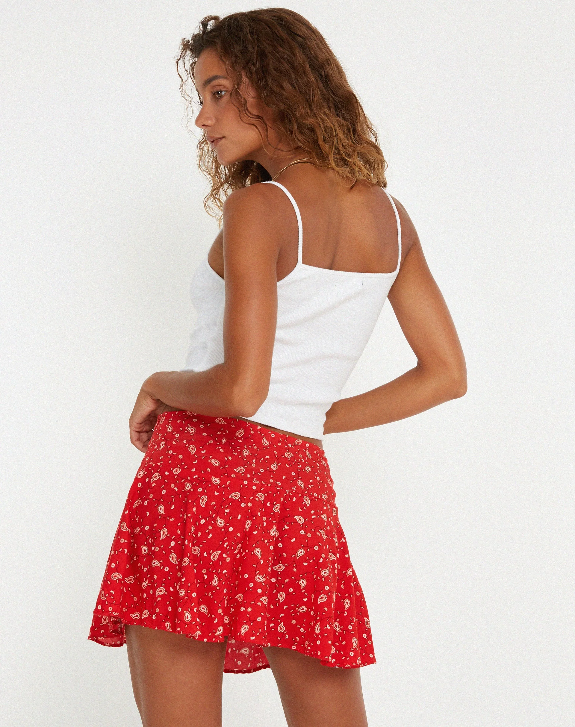 Rara Mini Skirt in Paisley Fun Red - Image 2