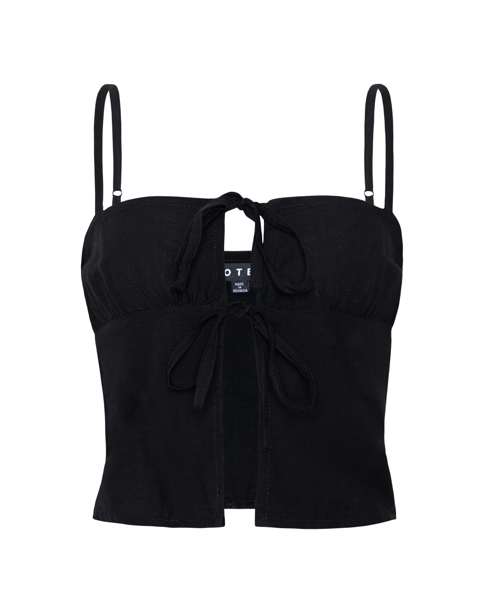 Raymi Tie Front Cami Top in Black - Image 6