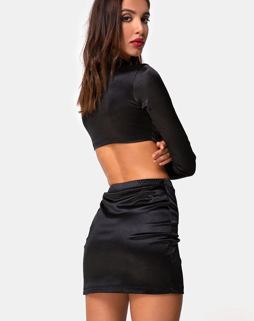Reblit Skirt in Black - Image 2
