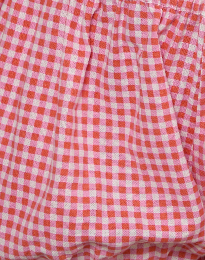 Rebo Short in Mini Gingham Peach - Image 6