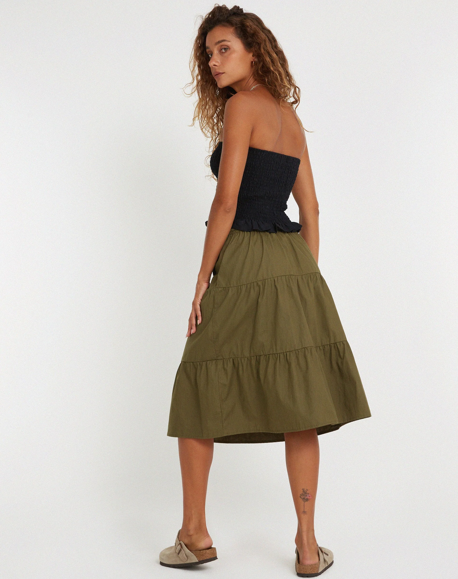 Reef Midi Skirt in Loden Green - Image 4