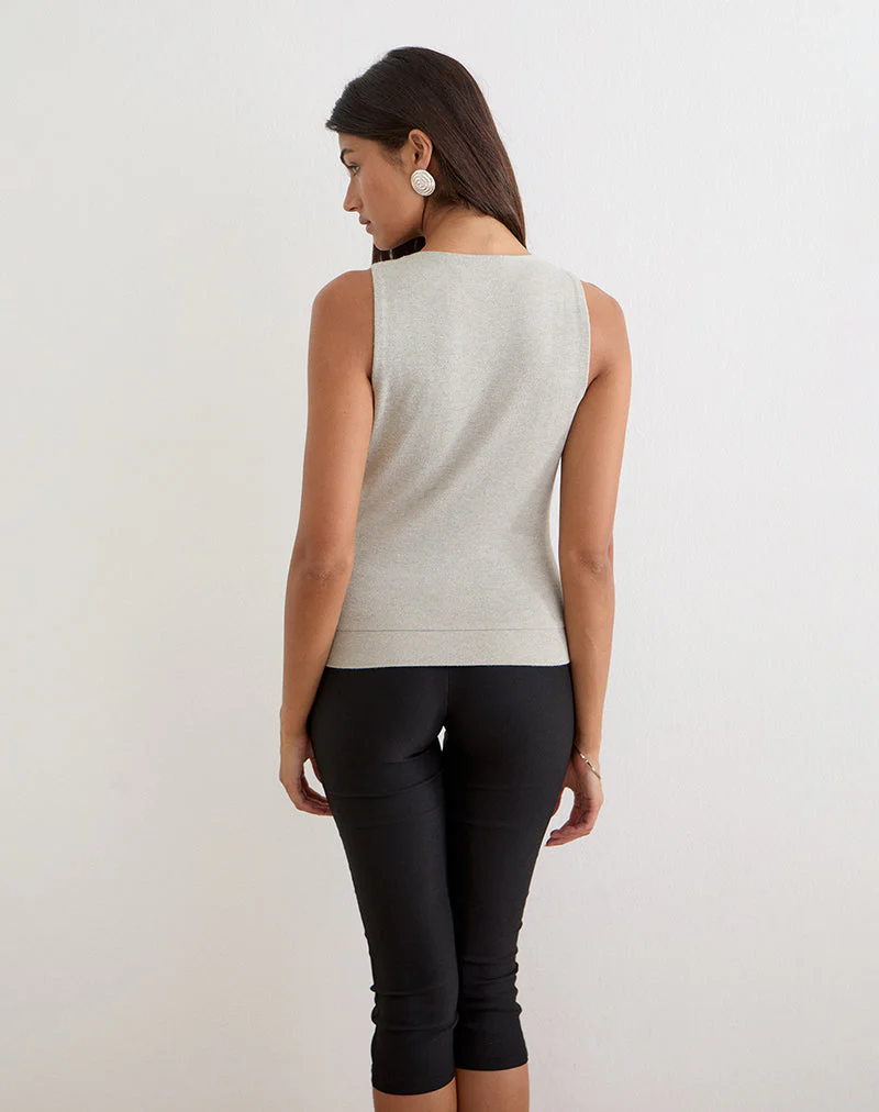 Regina Top in Shimmer Knit Light Grey - Image 5