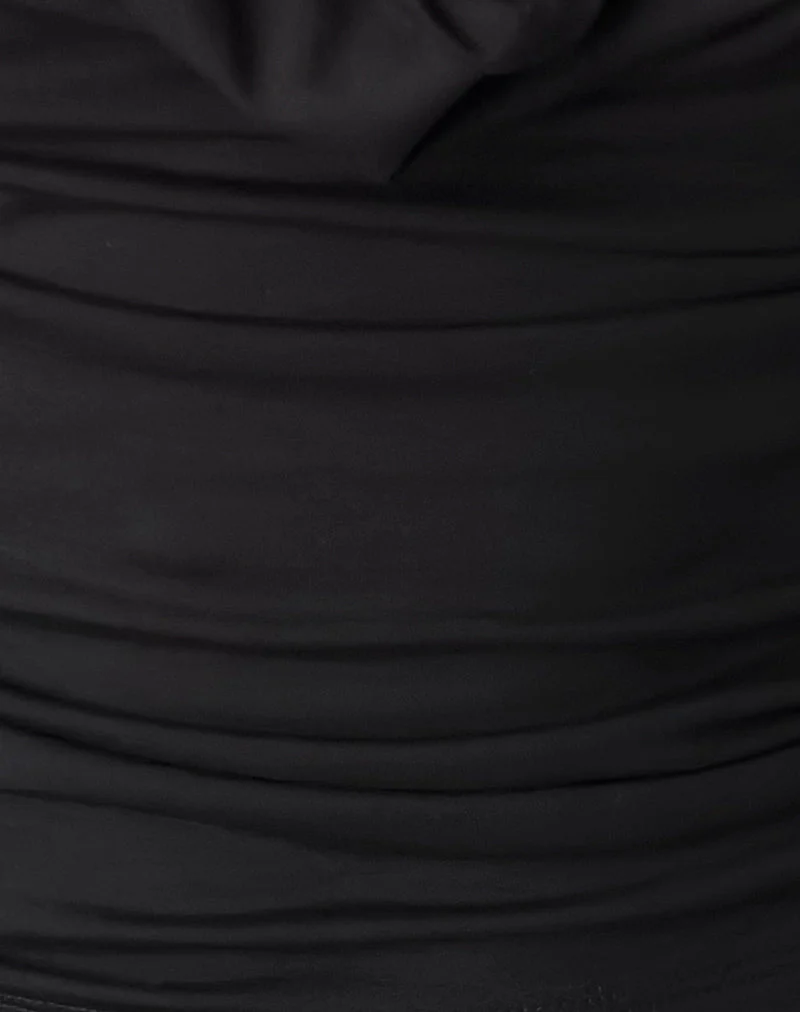 Reni Cowl Neck Top in Black Rayon Jersey - Image 6