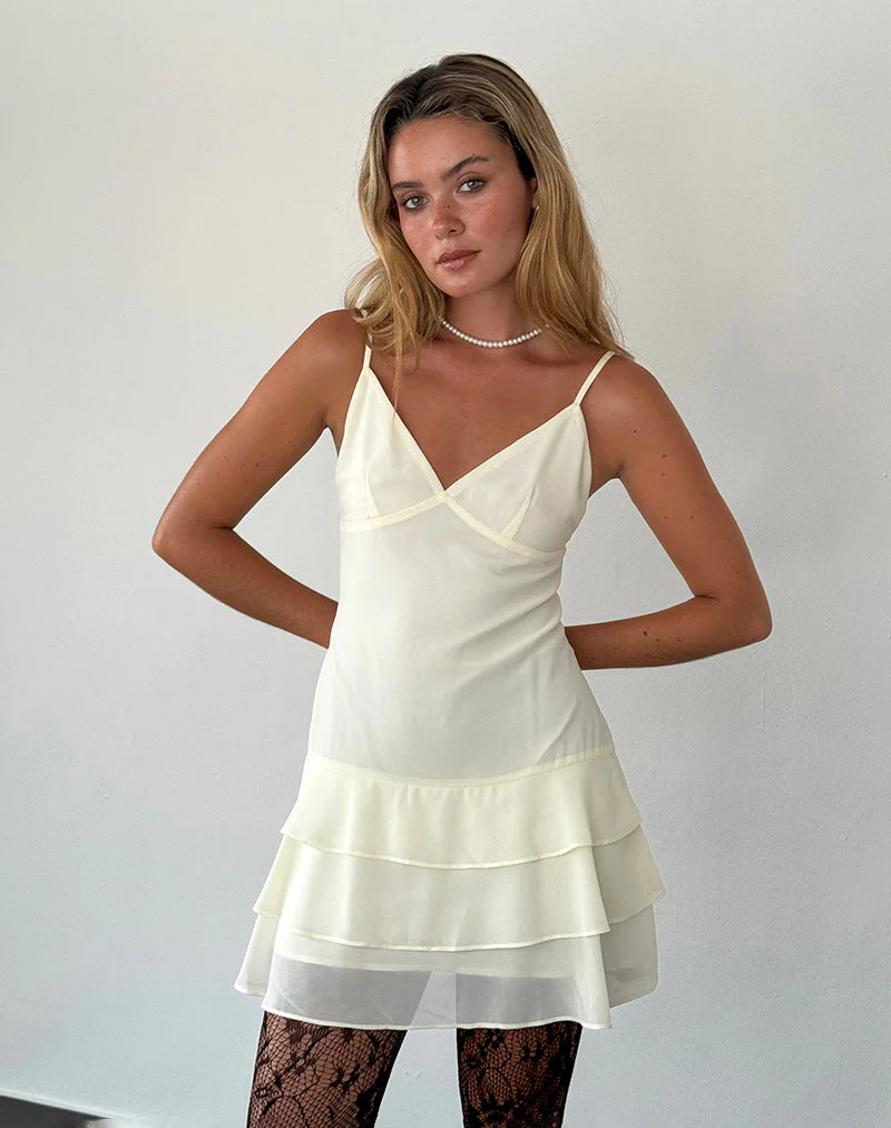 Riasi Mini Dress in Chiffon Ivory - Image 4