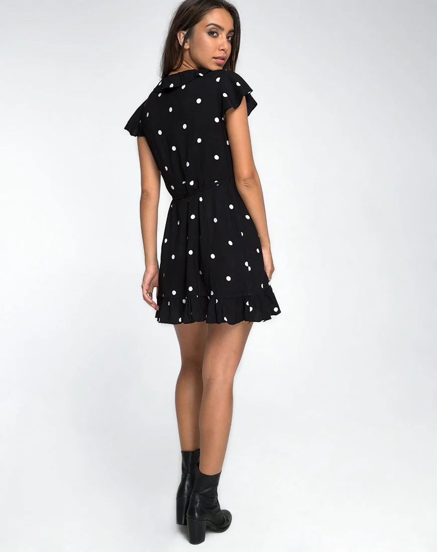 Rica Skater Dress in Black and White Polkadot - Image 6