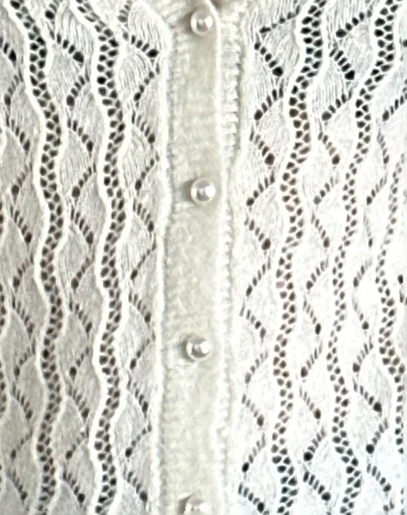 Ricani Open Knit Cardigan in Ivory - Image 6