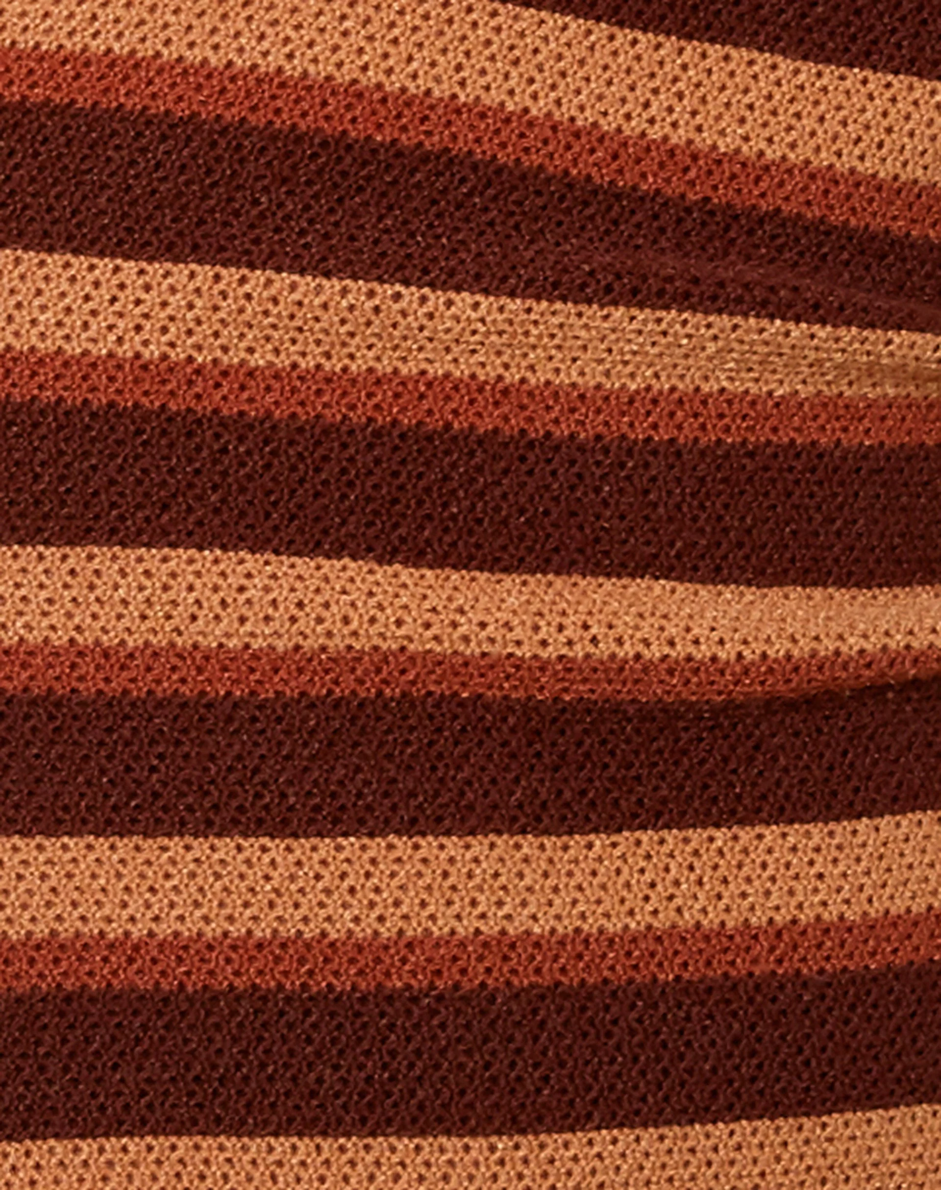 Rigo Mini Dress in Crochet Knit Stripe Brown Chocolate - Image 5