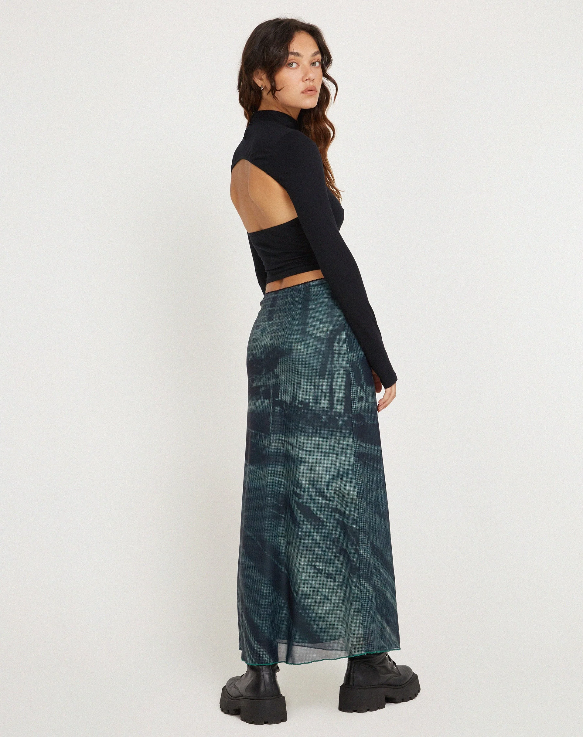 Rindu Midi Skirt in Cityscape Green - Image 6