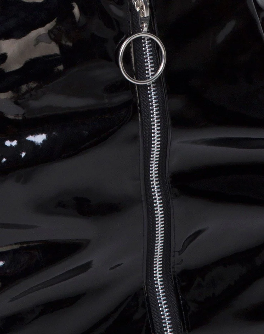 Ring Mini Skirt in PU Shiny Black - Image 6