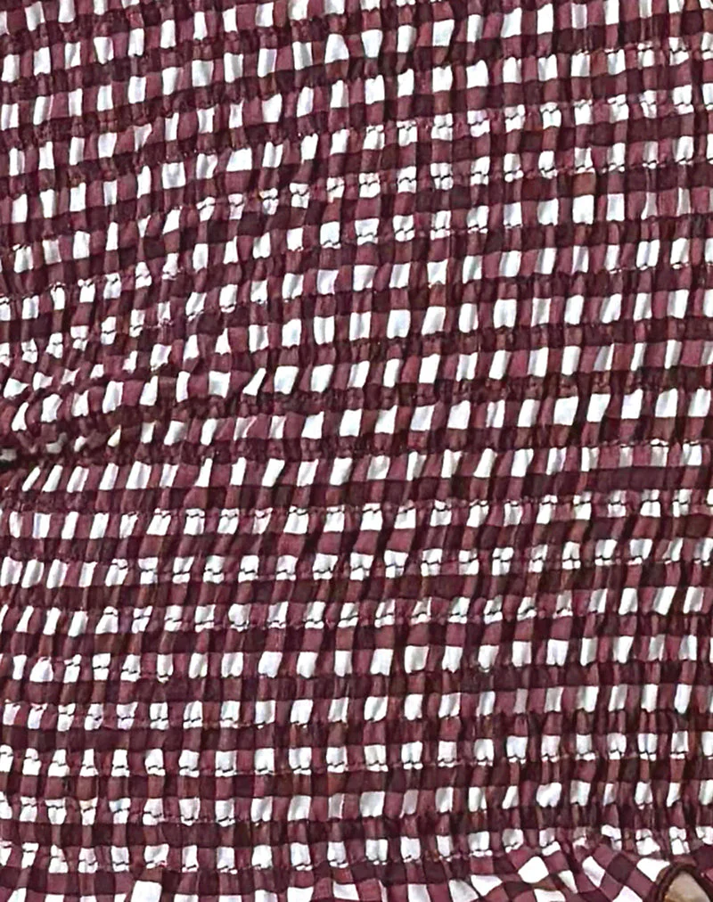 Ritala Short in Mini Gingham Wine - Image 6