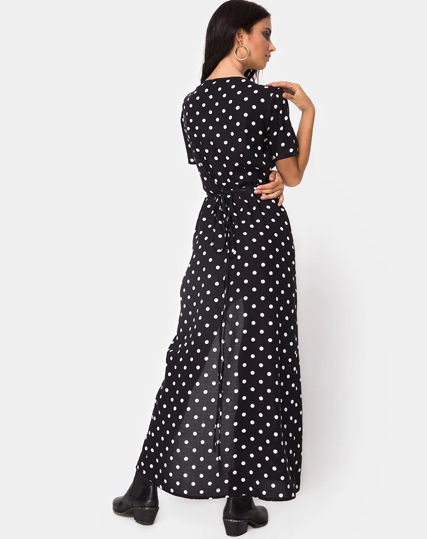 Riva Dress in Medium Polka B/W - Image 4
