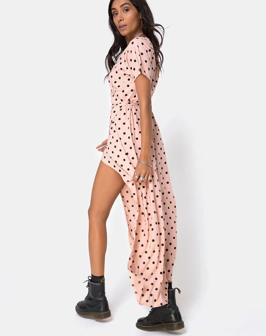 Riva Dress in New Polka Nude Black - Image 2