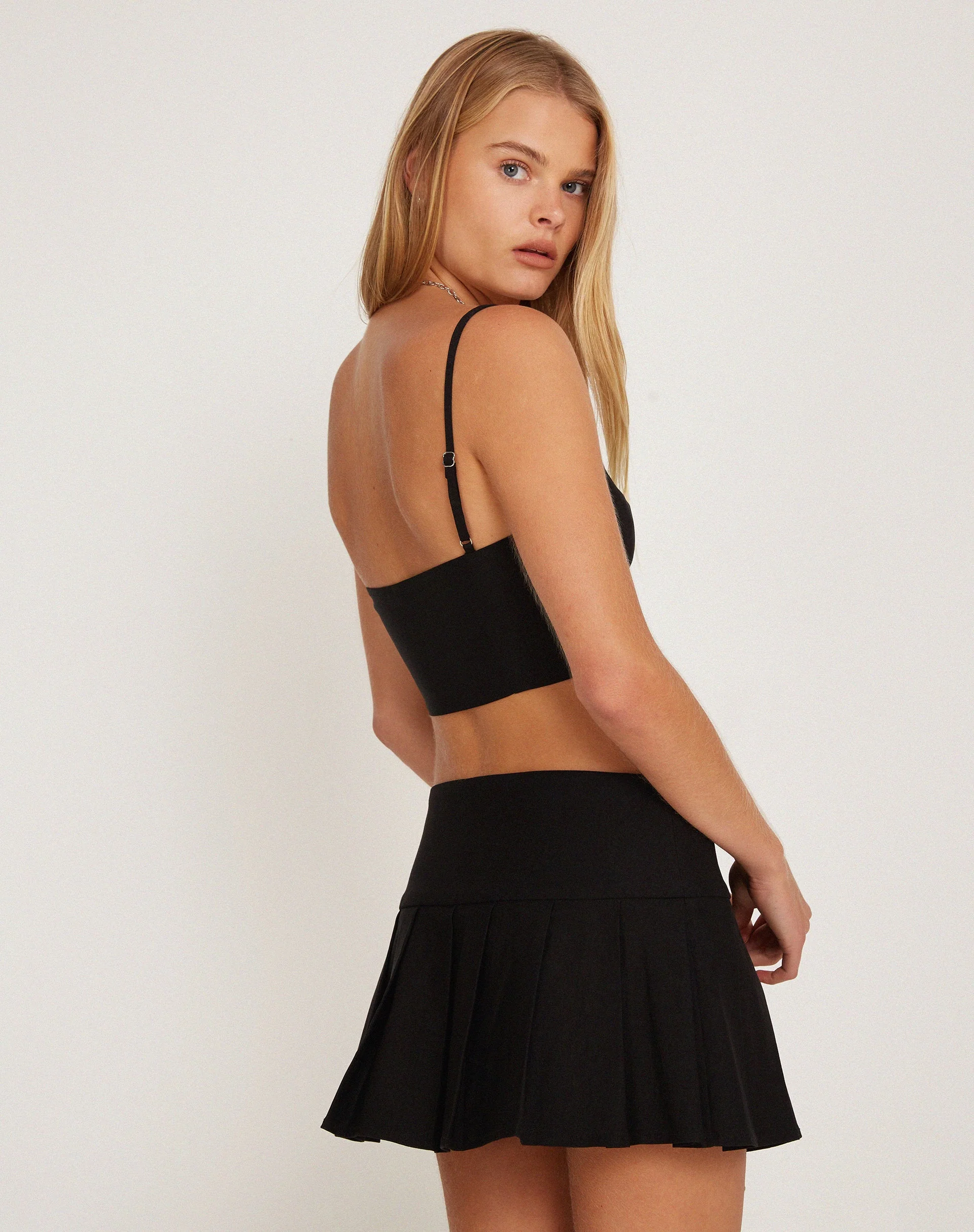 Rivas Crop Top in Tailoring Black with Pale Blue Trim - Image 5