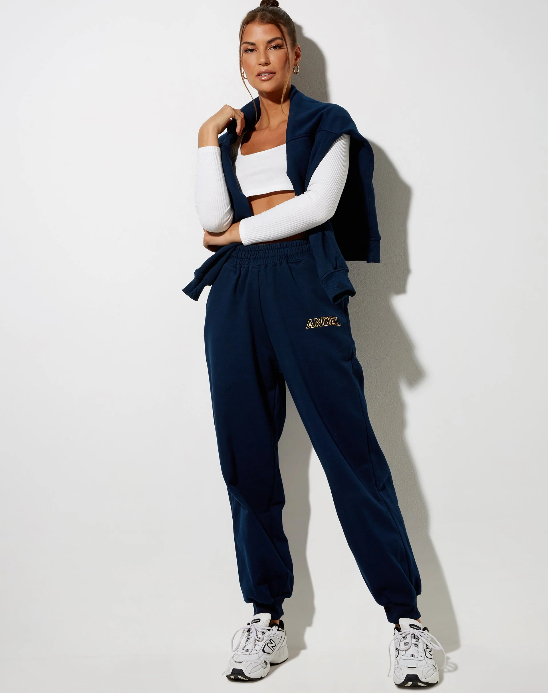 Roider Jogger in Navy 'Angel' Embro in Yellow - Image 2