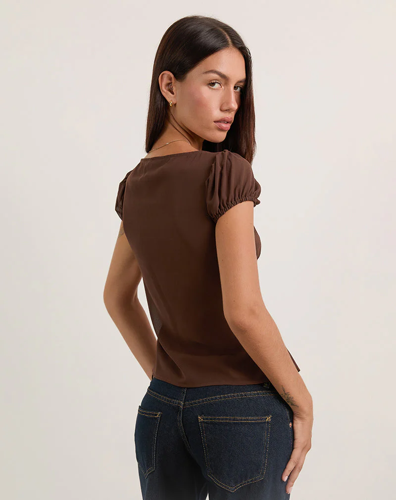 Rolina Blouse in Chiffon Brown - Image 5