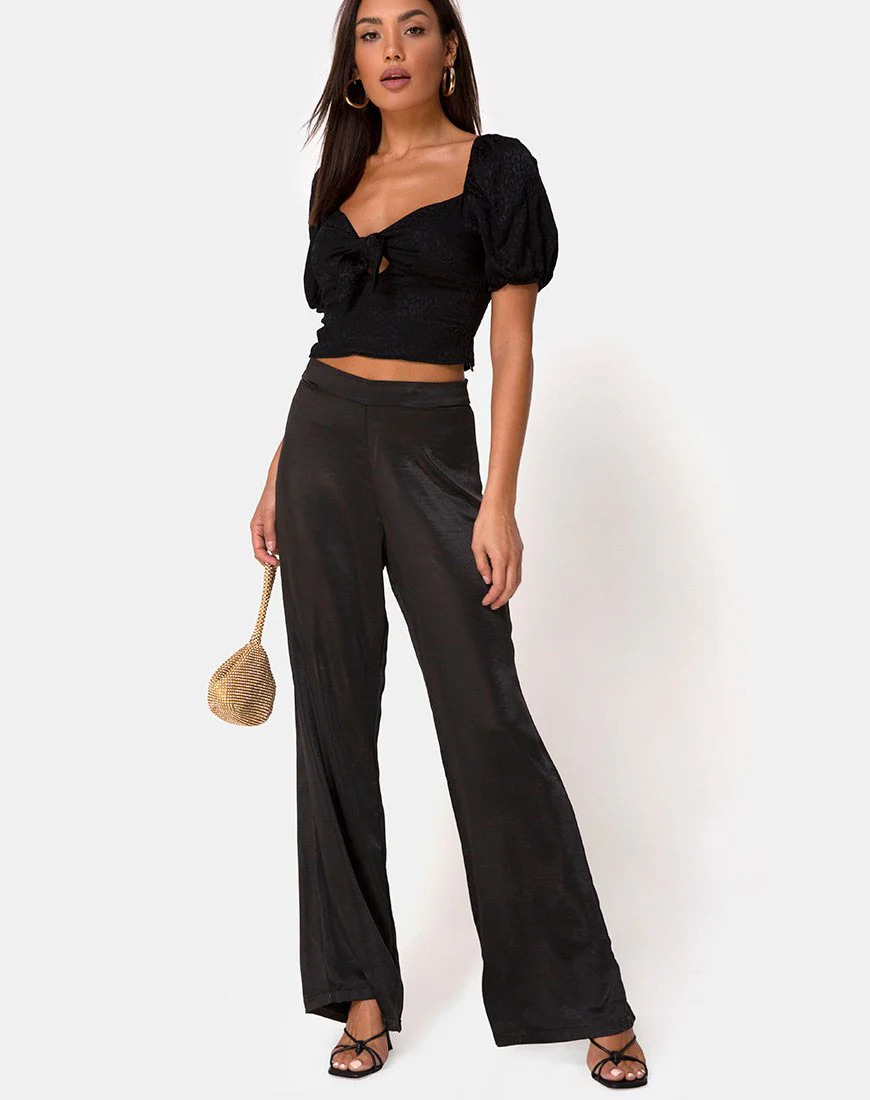 Romanza Top in Satin Cheetah Black - Image 3