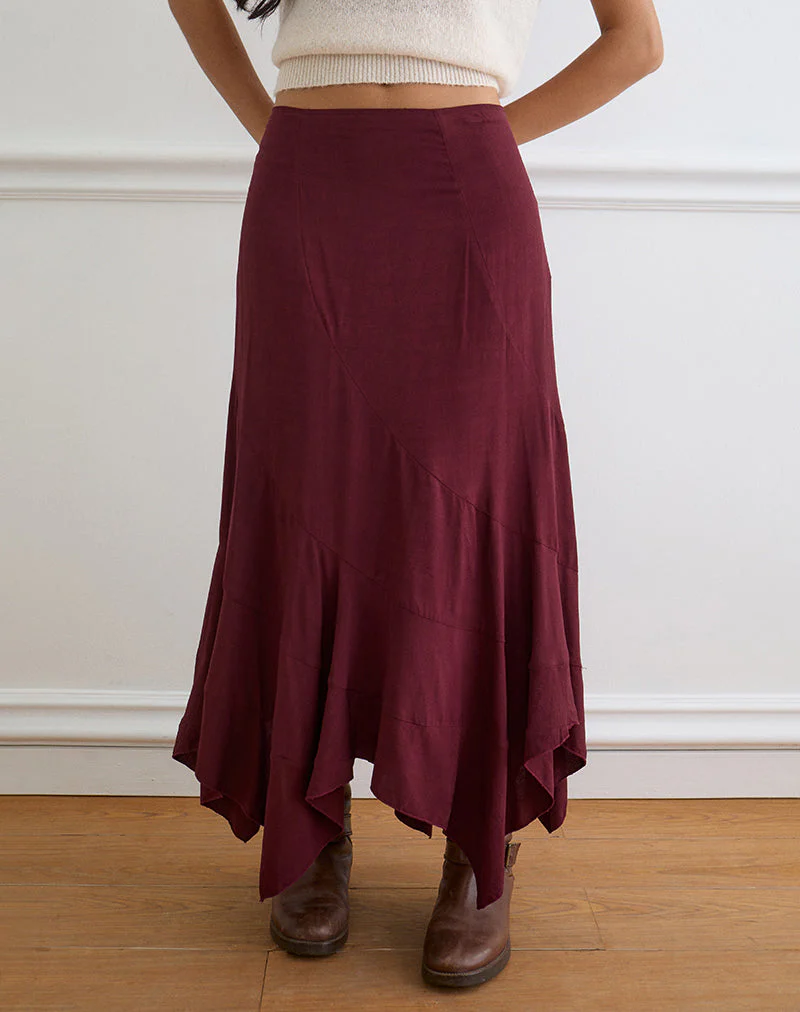Rombe Maxi Skirt in Maroon