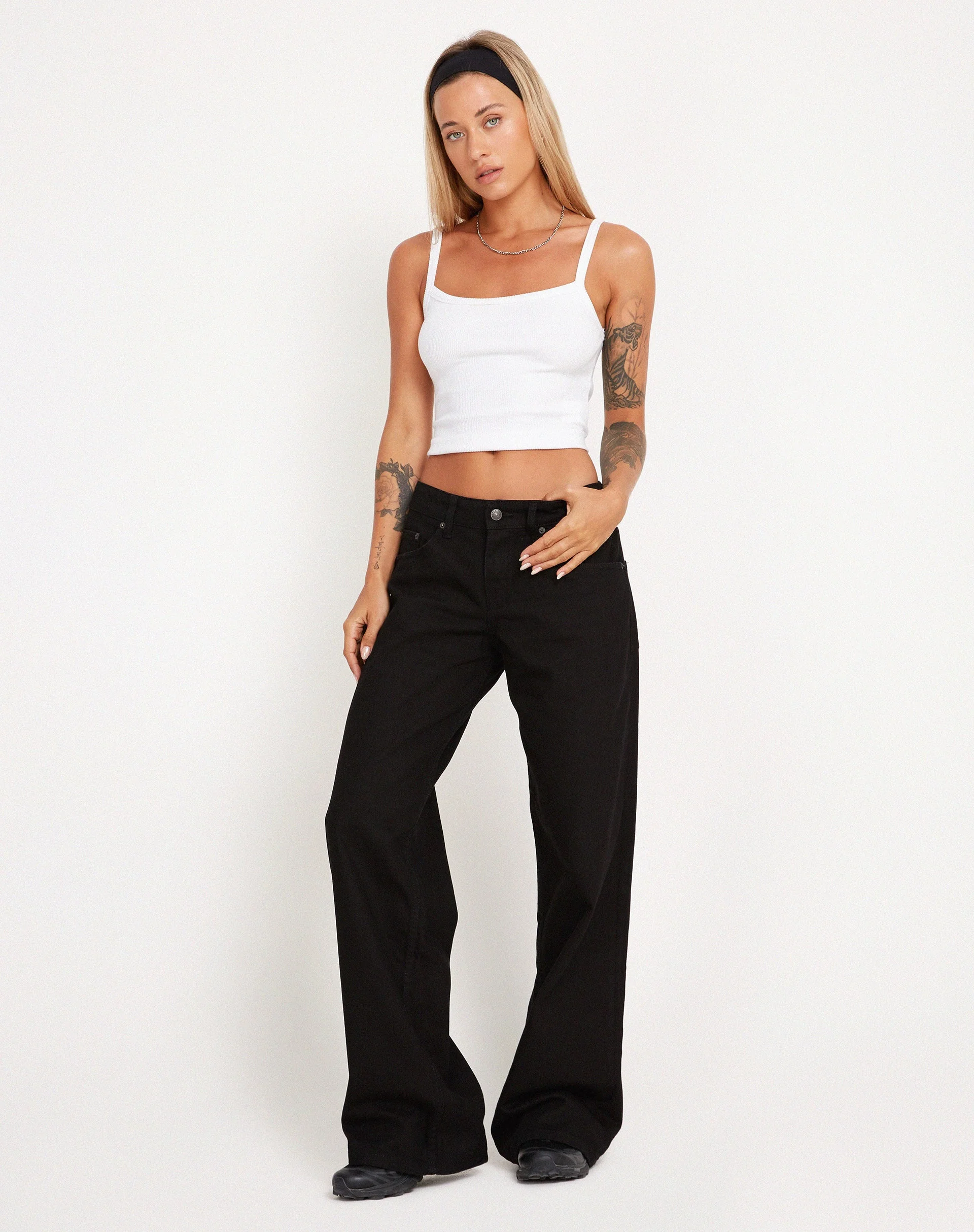 Roomy Extra Wide Low Rise Jeans in Clean Black - Image 3