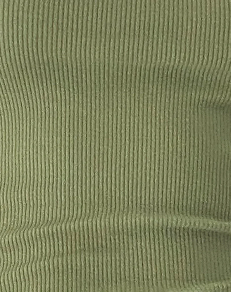 Roxe Ribbed Vest Top in Dark Sage - Image 6
