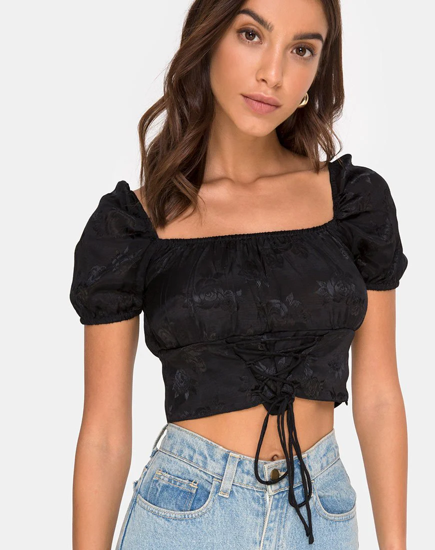 Ruiz Top in Satin Rose Black - Image 2