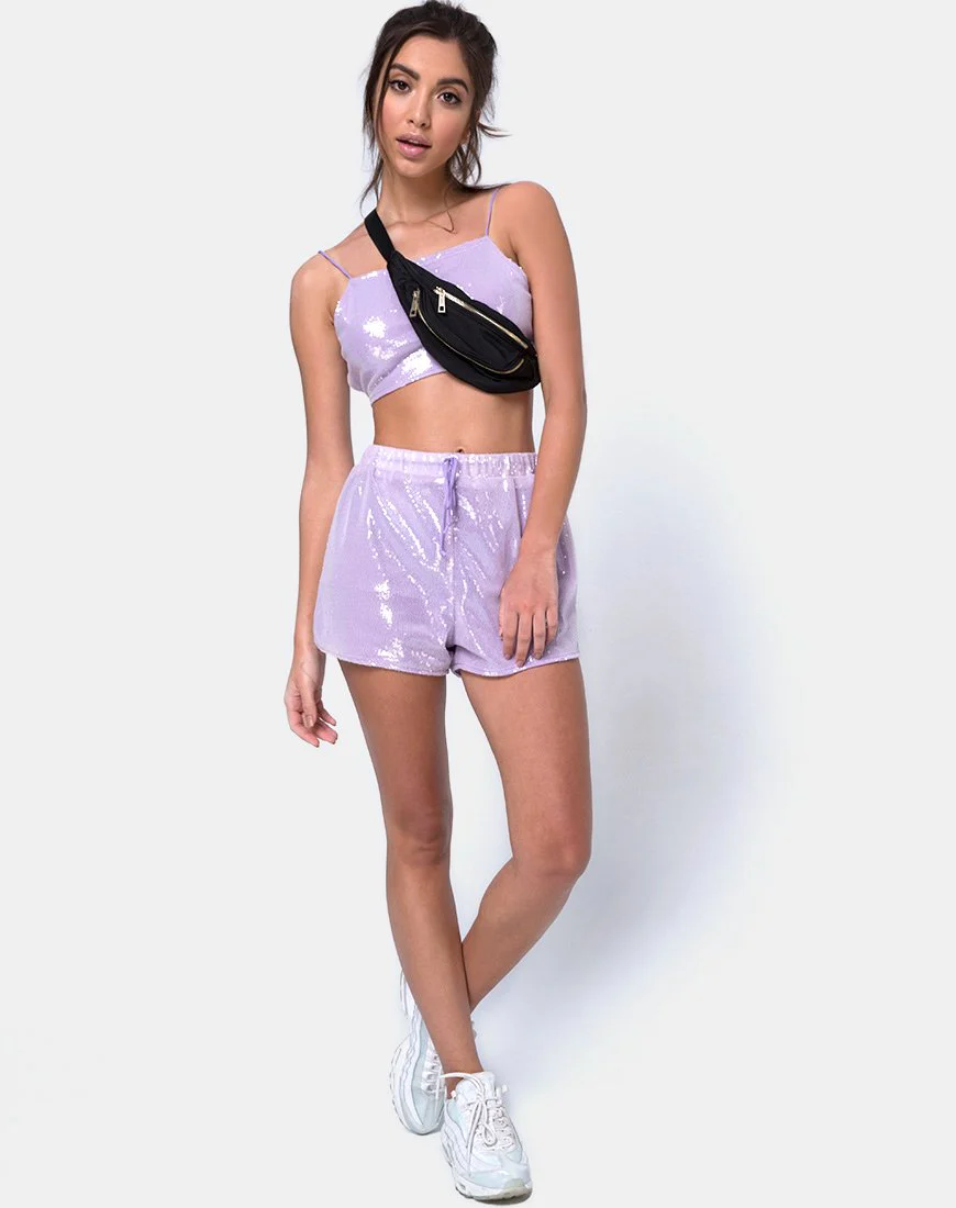 Runner Short in Matte Mini Sequin Lilac - Image 3