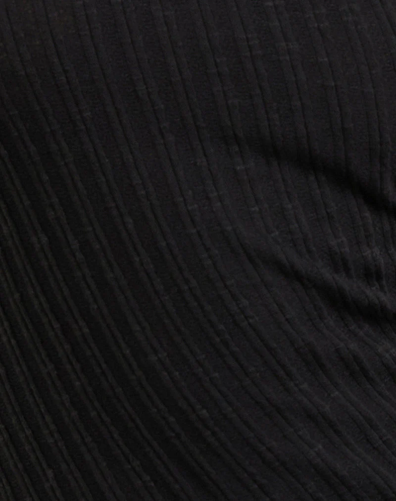 Rusana Top in Sheer Diagonal Knit Black - Image 5