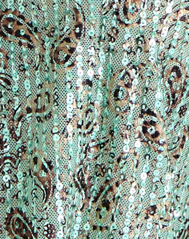 Ruwiko Halterneck Top in Paisley Sequin Teal - Image 7