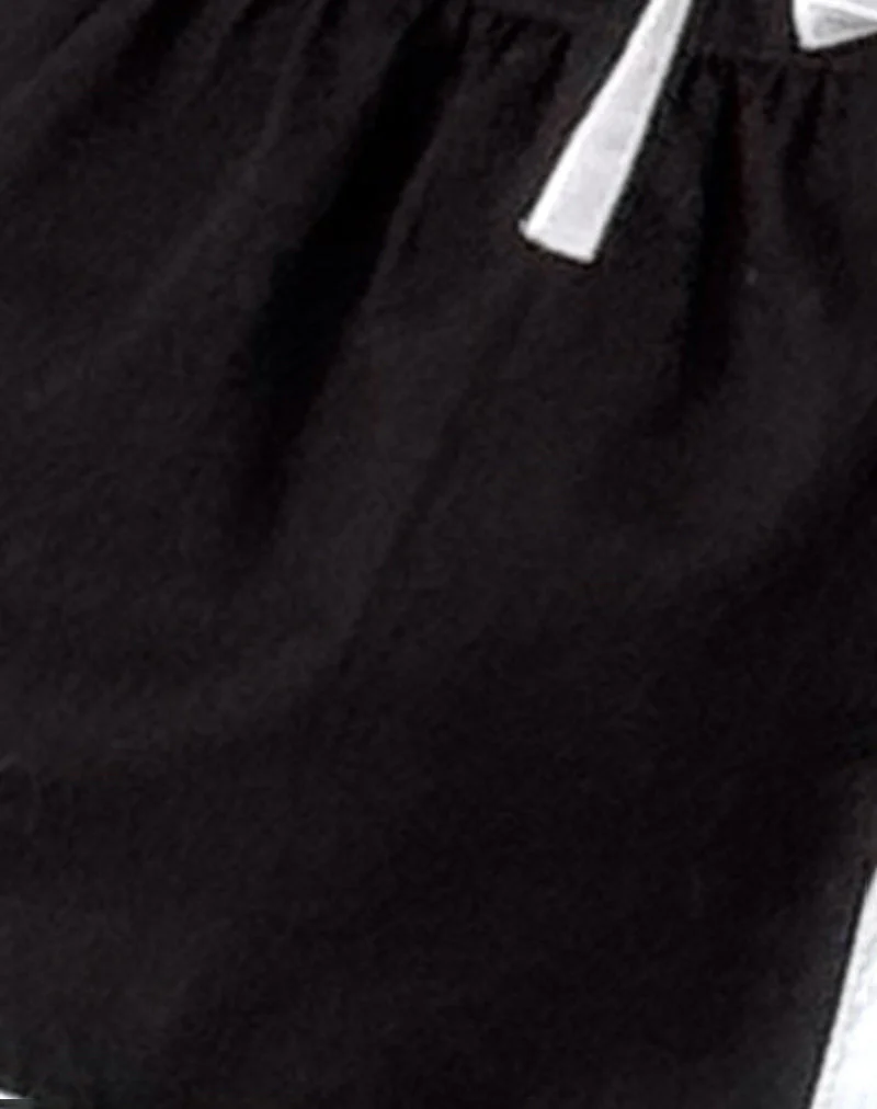 Ryota Tie Front Blouse in Black with White Binding - Image 7