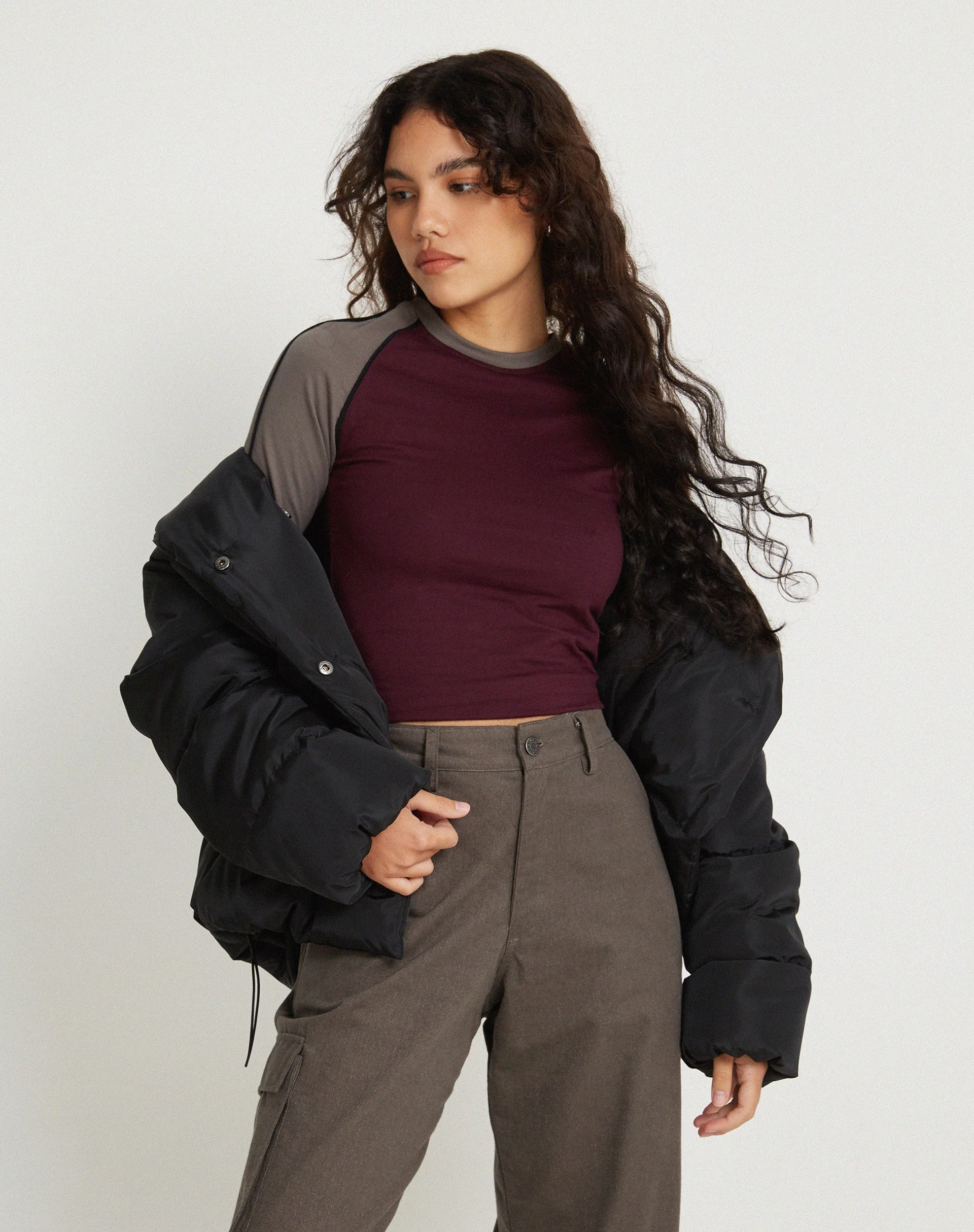 Sachiel Long Sleeve Top in Oxblood Cloudburst Black - Image 2