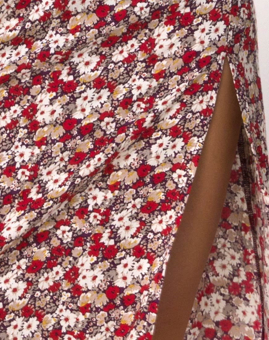 Saika Midi Skirt in Floral Charm Red - Image 5