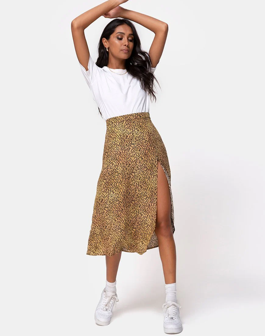 Saika Midi Skirt in Mini Tiger Brown - Image 2
