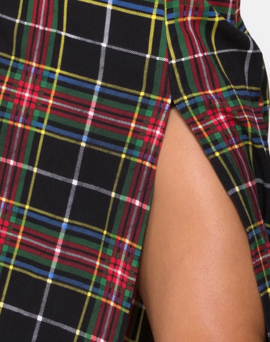 Saika Skirt in Plaid Red Green Yellow Black - Image 5