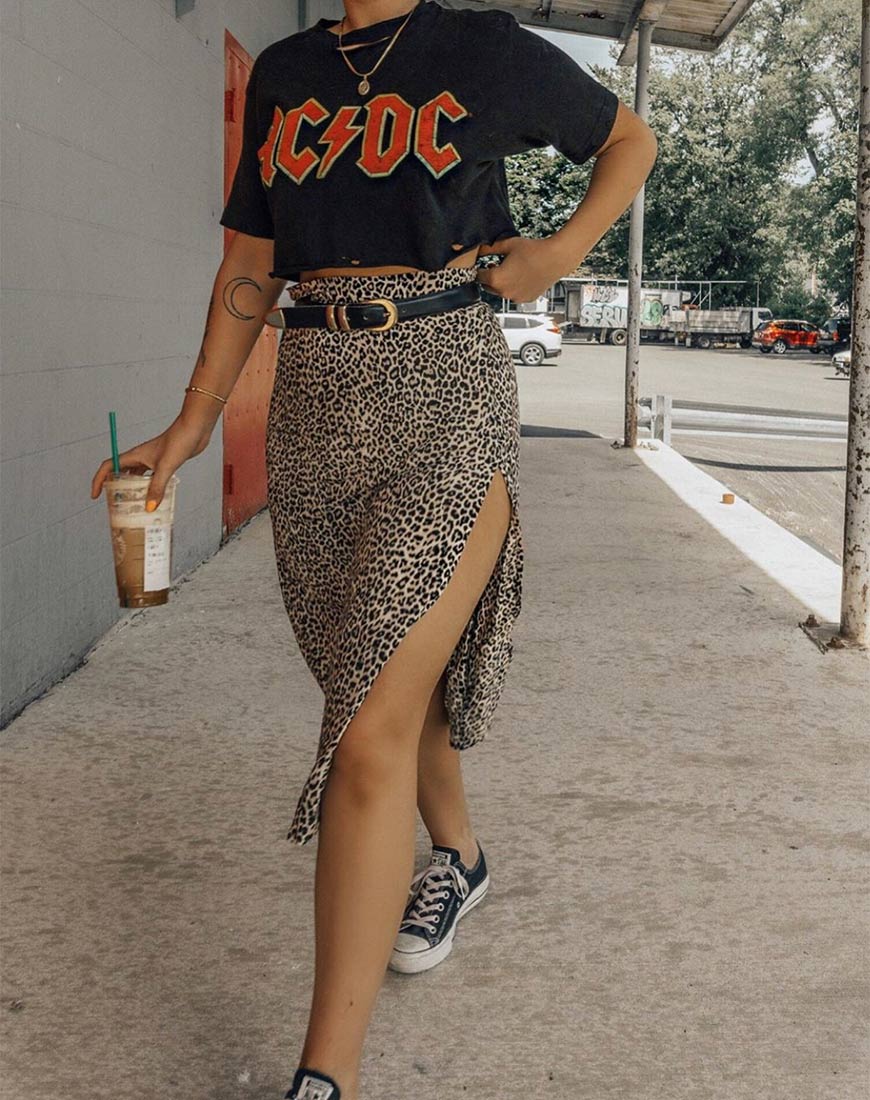 Saika Midi Skirt in Rar Leopard Brown - Image 2