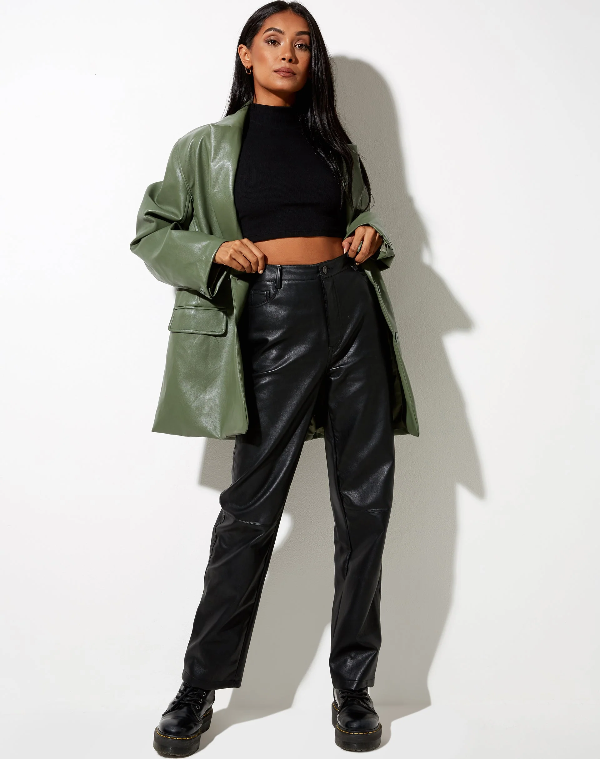 Saken Blazer in Pu Green - Image 2