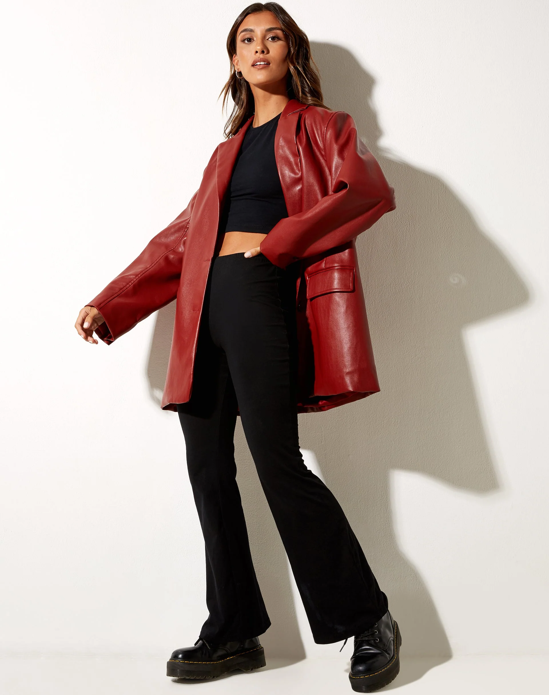 Saken Blazer in PU Red - Image 5