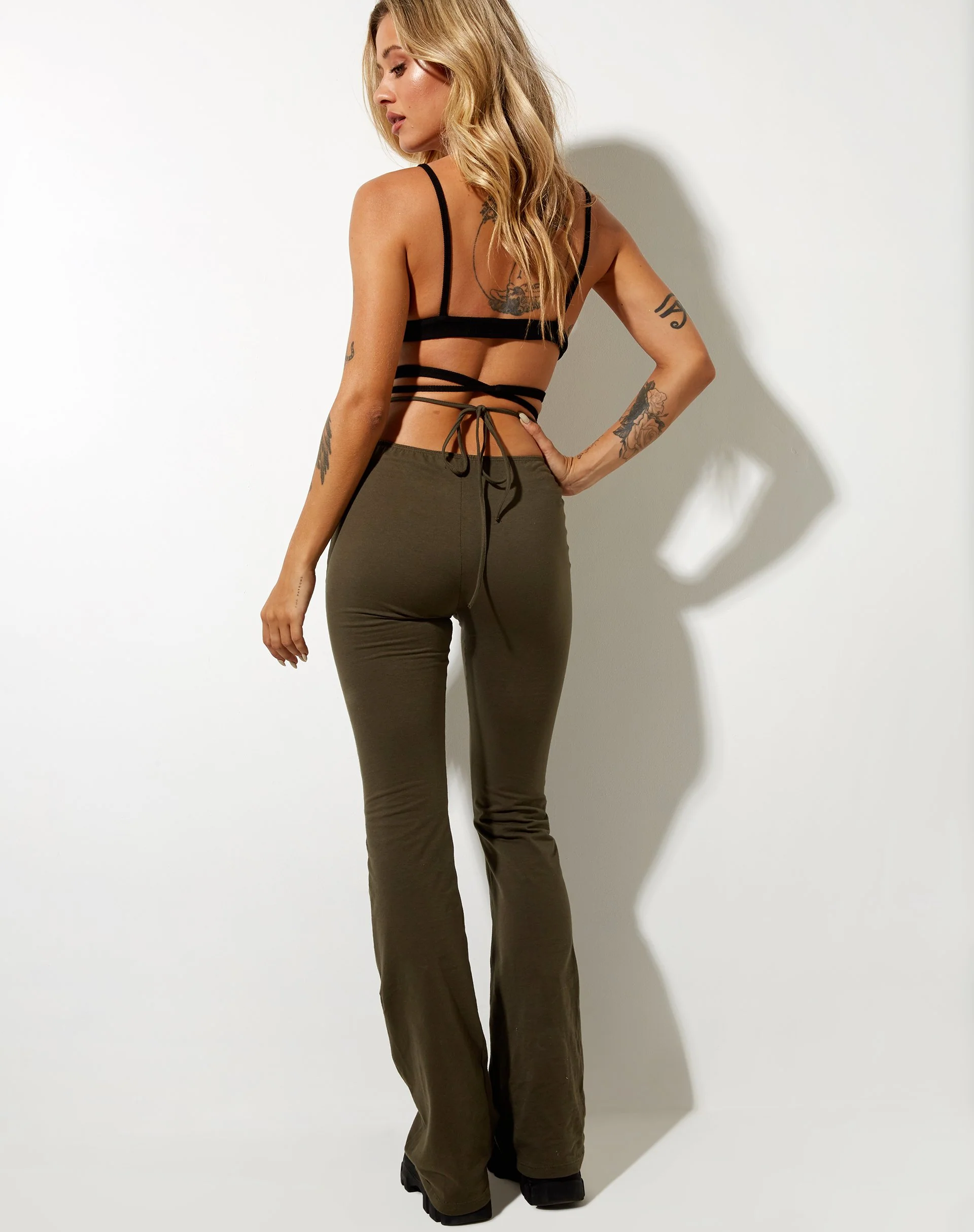 Sakeri Flare Trouser in Lycra Olive - Image 3