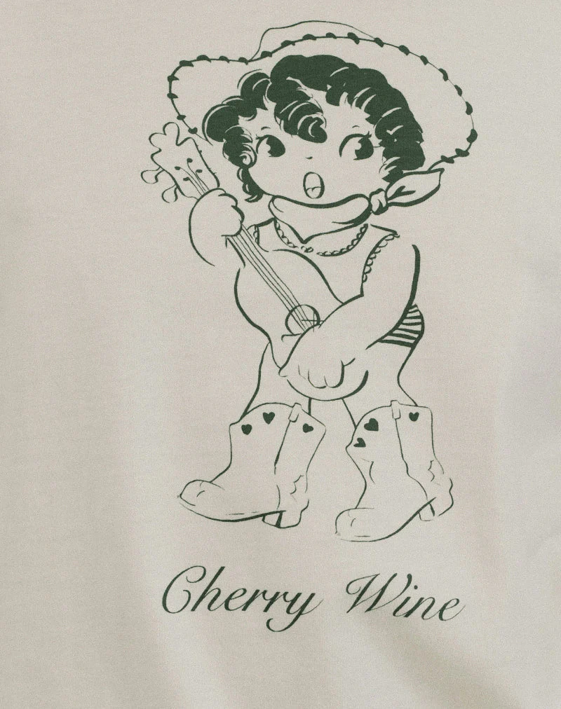 Saki Tee in Buttermilk with Cherry Wine Print - Image 5