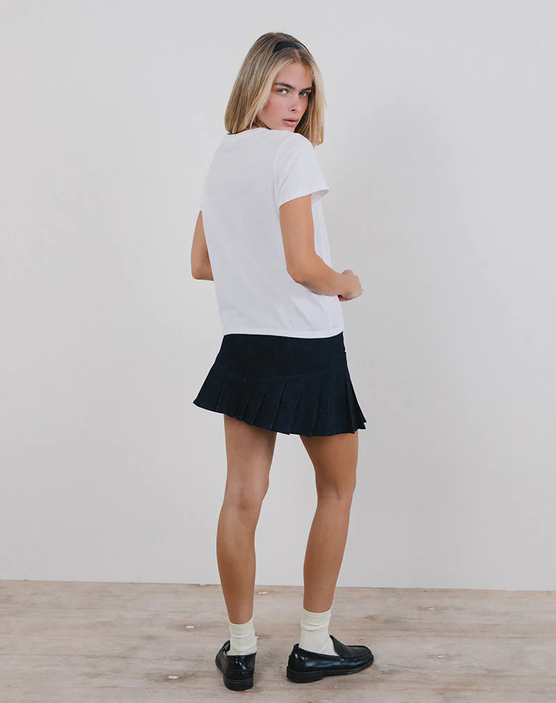 Saki Tee in White with Baby Deer Print - Image 3