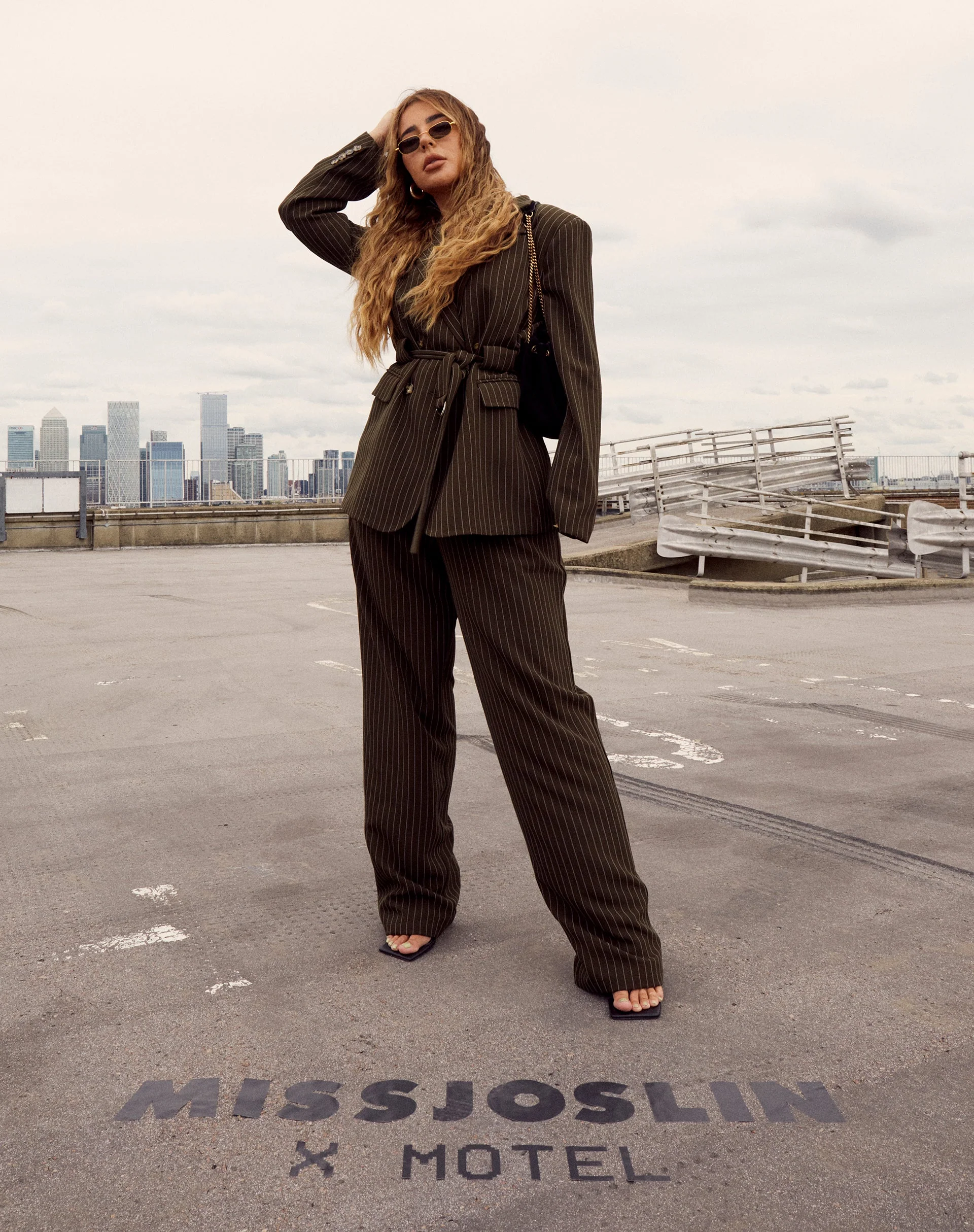 Sakila Trouser in Pinstripe Khaki - Image 3